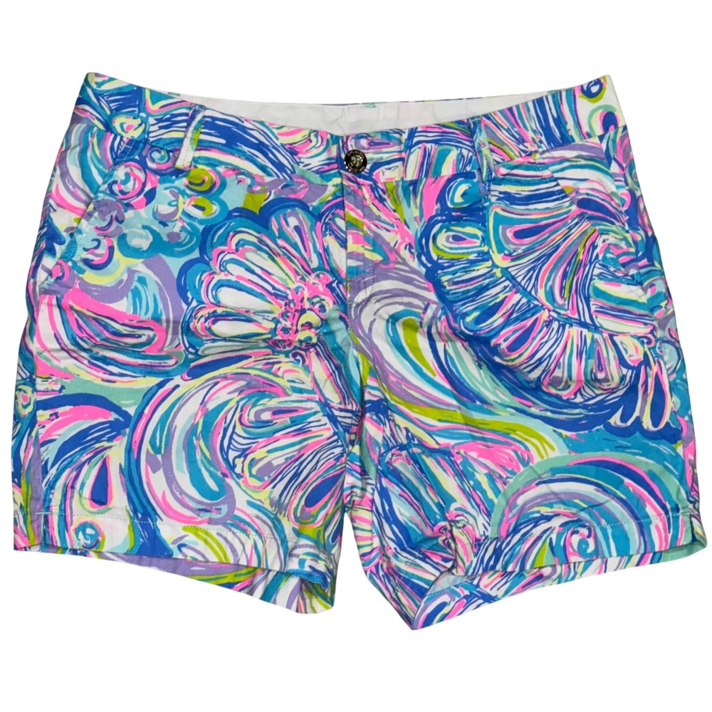 Lilly Pulitzer Jayne Short Womens 12 Floral Cotton EUC Beach and Bae 7" inseam